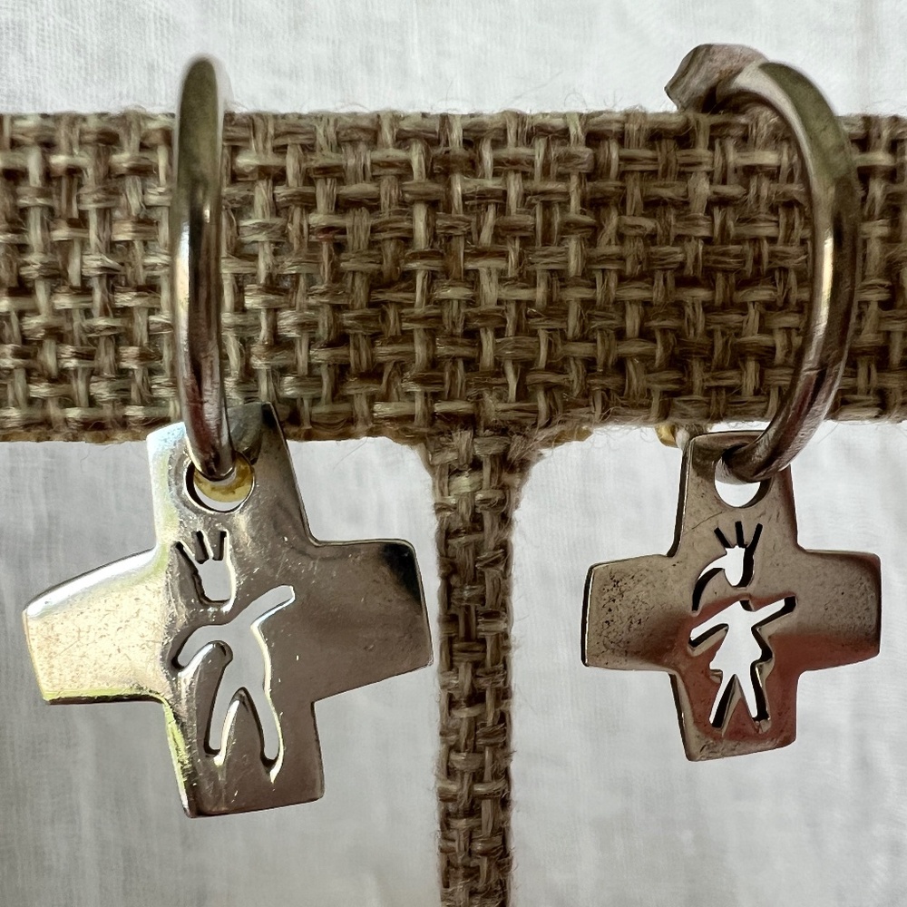 Anni & Co. Sterling Silver Signed Boy & Girl Cutout Earrings – Vintage 1991
